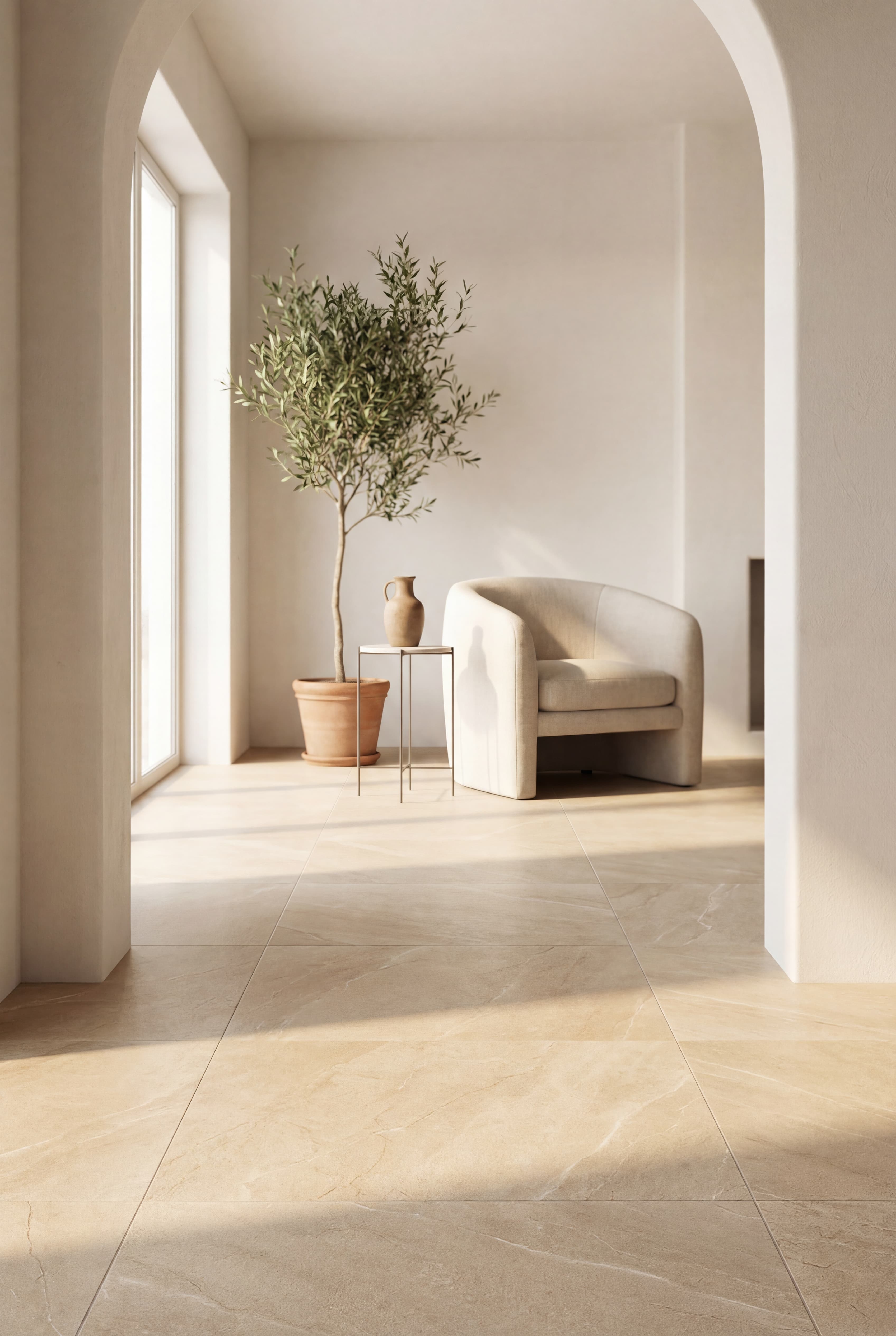 Interieur avec carrelage moderne en gres cerame